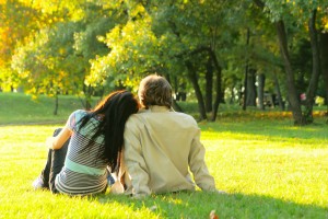 Image of a couple sitting in the garden