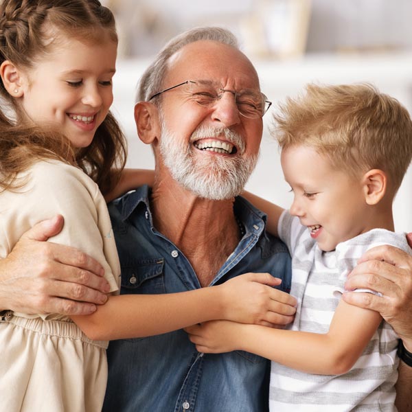 grandfather with two grandchildren