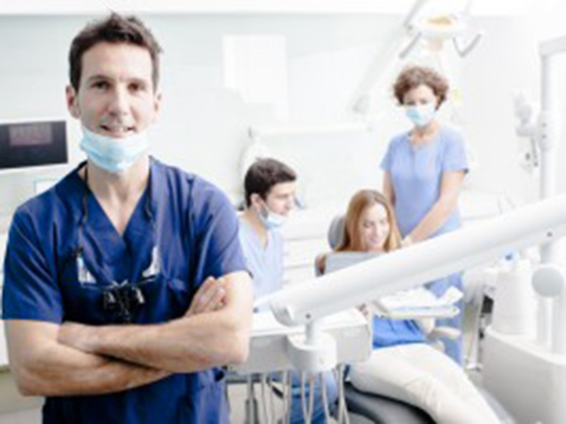 doctor with patients in clinic