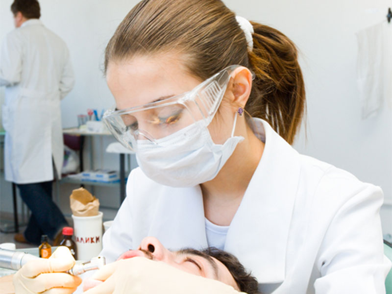 Porcelain fillings are in progress on a patient in Tempe, AZ