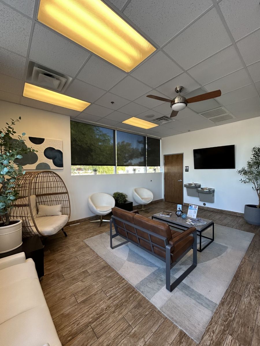 Bright, comfortable waiting room at Tempe Smiles